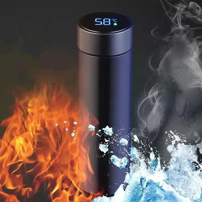 Garrafa Térmica a Vácuo 500ml com Display Digital de Temperatura e Suporte para Chá - À Prova de Vazamentos
