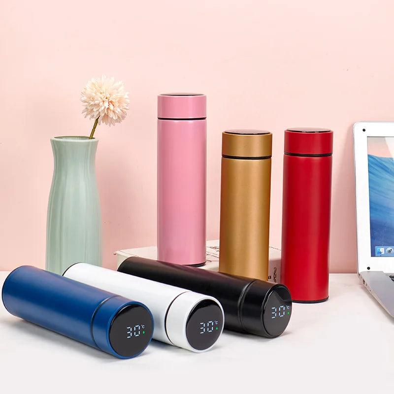 Garrafa Térmica a Vácuo 500ml com Display Digital de Temperatura e Suporte para Chá - À Prova de Vazamentos