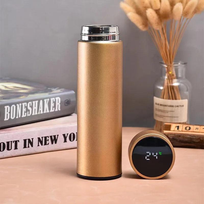 Garrafa Térmica a Vácuo 500ml com Display Digital de Temperatura e Suporte para Chá - À Prova de Vazamentos