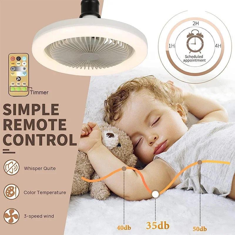 Ventilador de teto com lâmpada de iluminação, 3 em 1,Controle Remoto