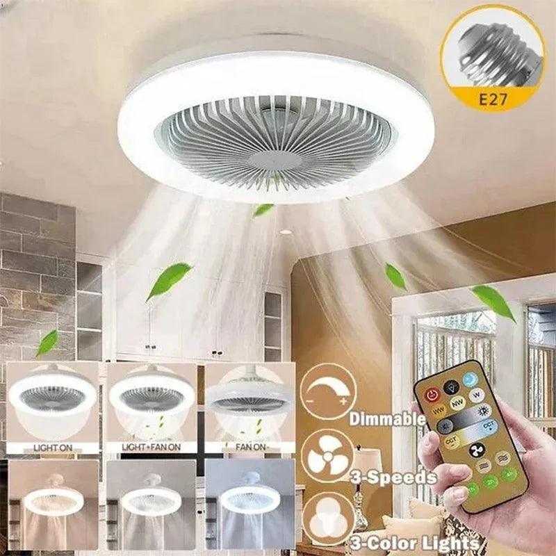 Ventilador de teto com lâmpada de iluminação, 3 em 1,Controle Remoto