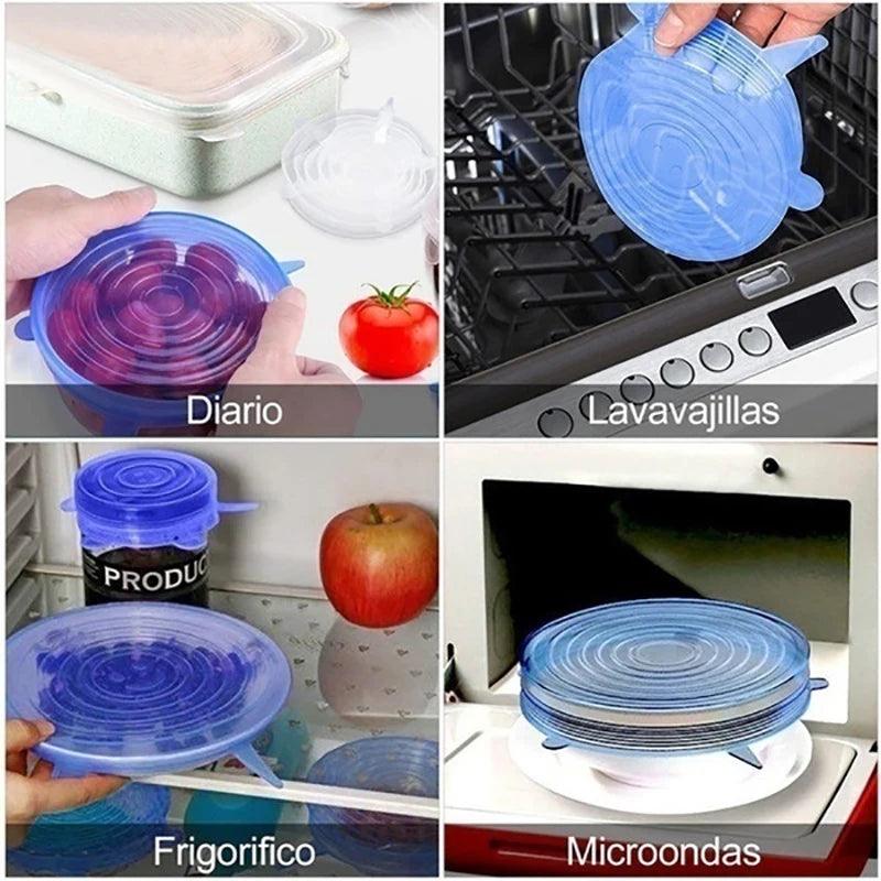Tampas de silicone reutilizáveis