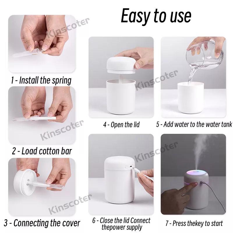 Umidificador de Ar 300ml Portátil USB